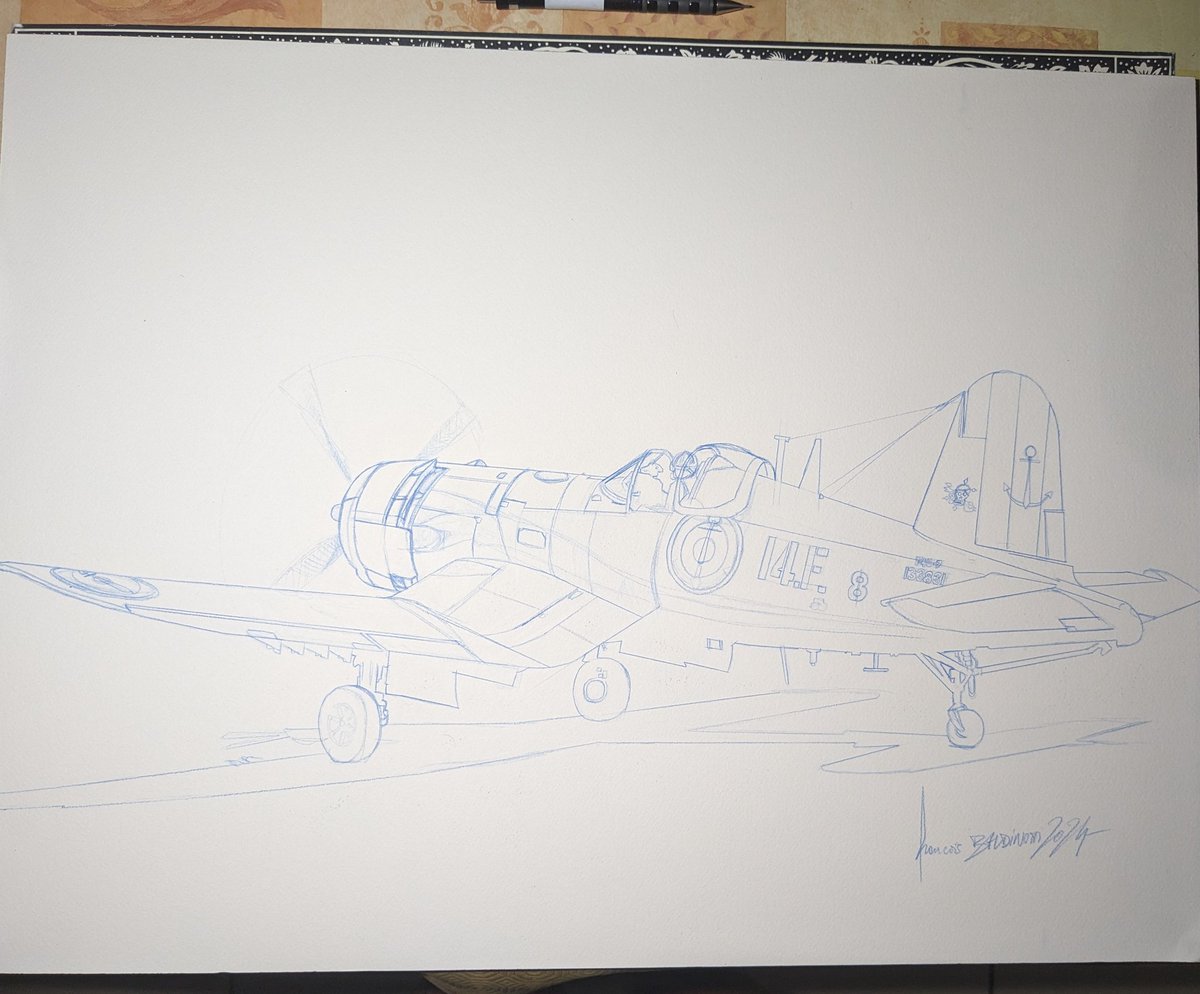 Work in progress #corsair #F4U7 by #fOrangeArt #baldinottifrancois former official french air force painter #Peintredelair #peintredelairetdelespace #aviation #aviationgeek #aviationart #aviationspotter #aviationlovers