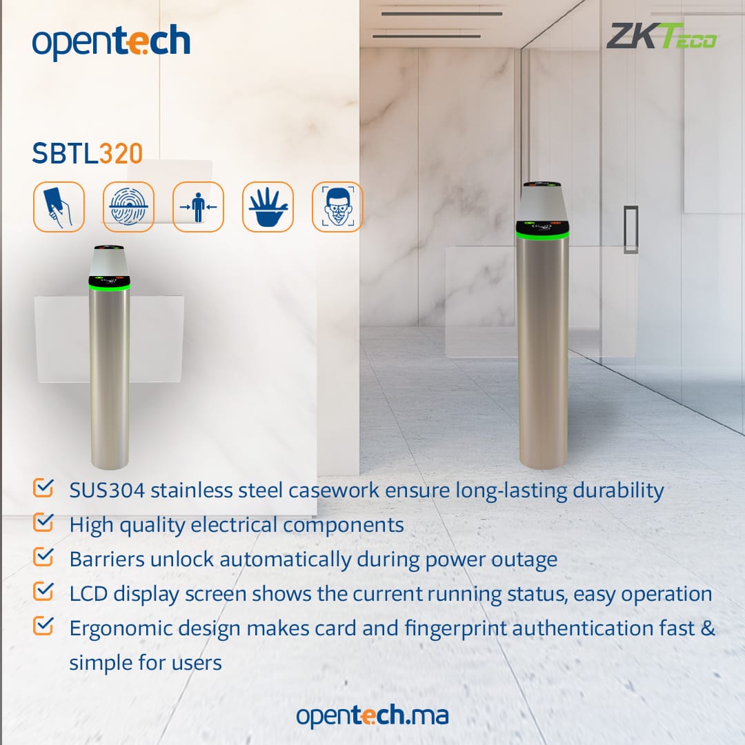 The SBTL320 a paradigm-shifting swing barrier turnstile from the innovative Additional Lane series

Boasting a throughput of up to 30 people per minute and enduring an astounding 2 million cycles, it's engineered to redefine longevity

#ZKTeco #SwingBarrier  #OPENTECH