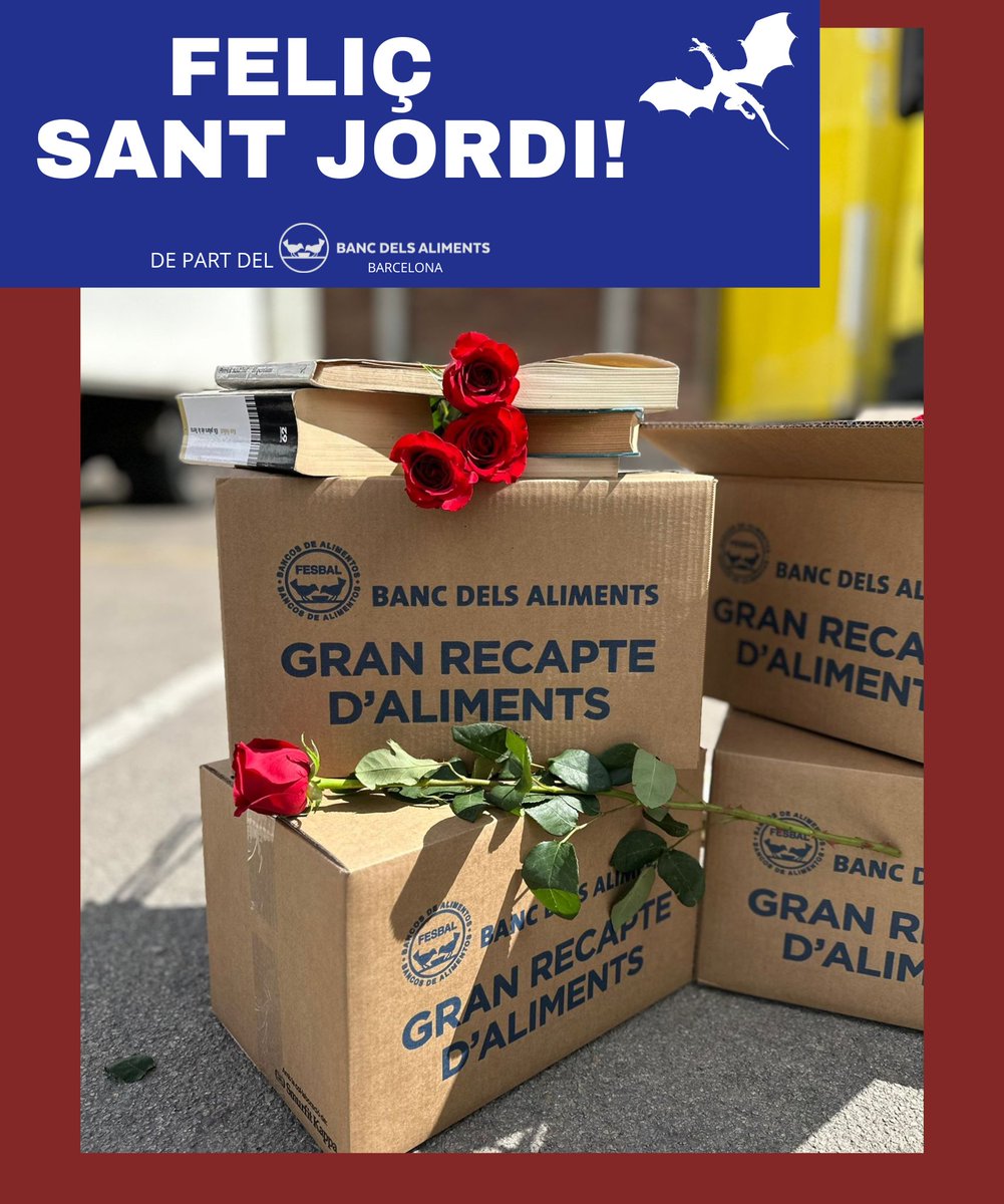 Que aquest Sant Jordi et porti pàgines plenes de misteri i roses plenes de passió. Per un dia ple de llibres i amor al Banc dels Aliments, celebra amb nosaltres!. #SantJordi2024 #DiadaDeSantJordi #LlibresIRoses #CulturaCatalana #Tradició #FeliçSantJordi #CatalunyaLectora…