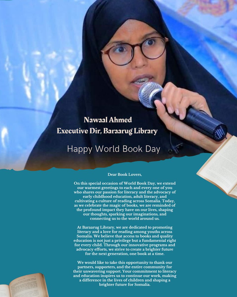 Happy #WorldBookDay2024 📚
Our Executive Director, Nawal Ahmed, extends her warmest wishes to book lovers everywhere in the world. Let's cherish the stories that connect us and inspire a love for reading in future generations. #SDG4 #literacyforall
