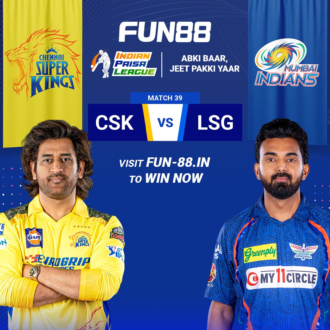 Comment who's going to win today match before 7:30 pm and 5 of our random followers replying to this tweet will get Rs. 1000 voucher. #CSKvLSG #chepauk #Fun88India Sign up to increase your chances of winning 🥰bit.ly/3JqhSjU T&C* Apply