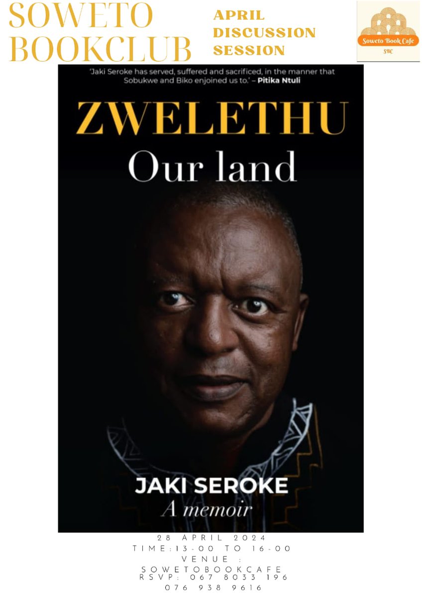 An engagement with the Soweto book club members and the public is confirmed for Sunday 28 April. Please attend.