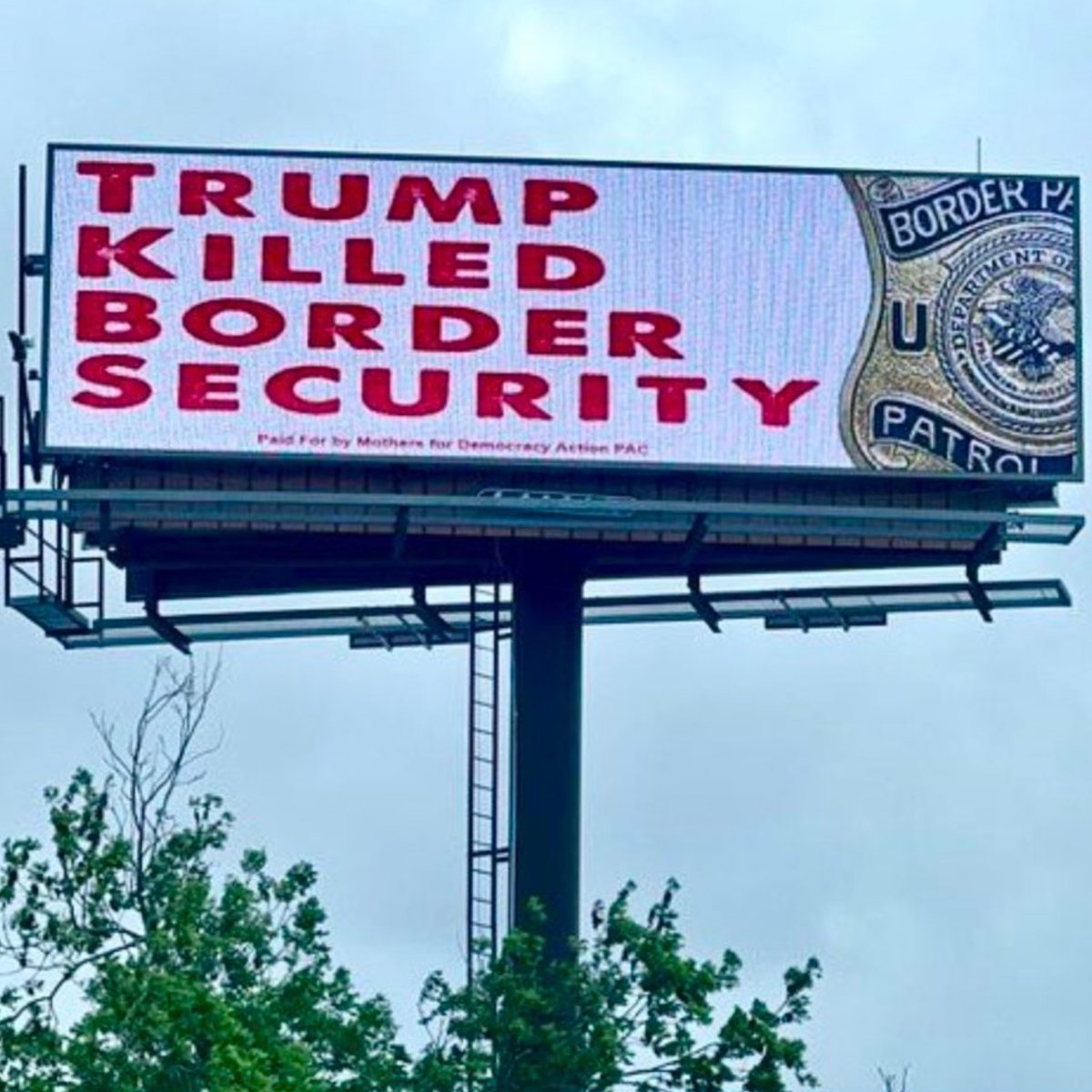 This new billboard on the Texas border is a reminder that Trump puts his own interests above the safety of our nation.