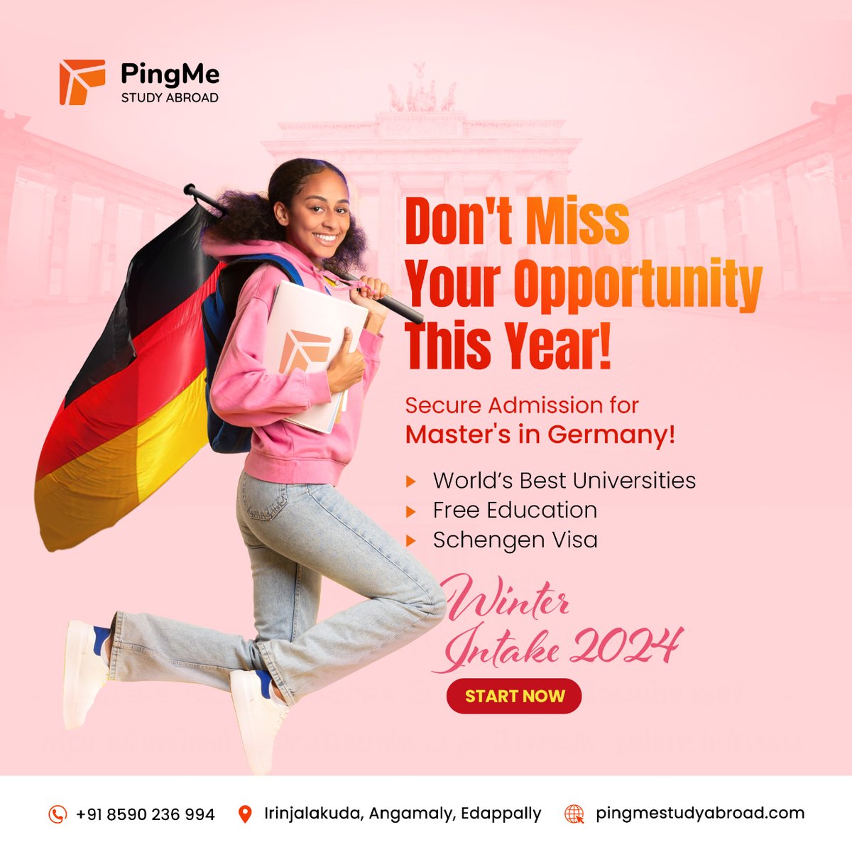 Ready to pursue your Master's in Germany? Secure your spot with PingMe! Experience world-class education, tuition-free, and breeze through visa procedures with Schengen Visa assistance. Winter Intake 2024 - Apply Now

📞+91 9074868545

#pingmestudyabroad #studyingermany #germany
