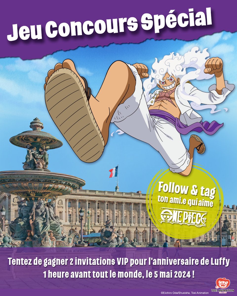 Tentez de gagner 2 invitations VIP pour l'anniversaire de #Luffy à Paris, le 5 mai prochain ! 🔥 Pour participer, RDV sur notre compte Instagram : ▶️ instagram.com/p/C58GZRbsurP/ #OnePiece