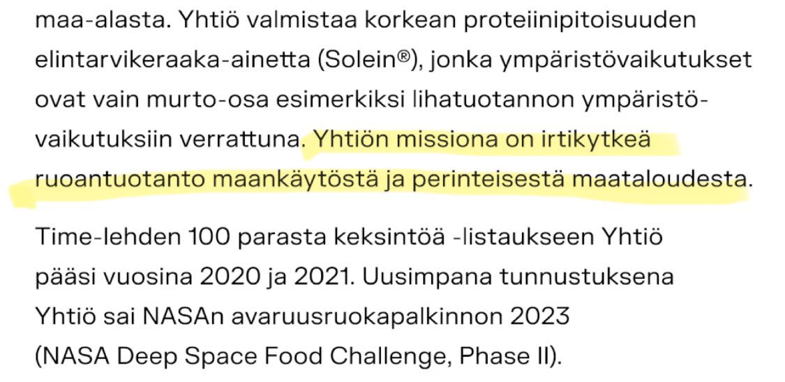 Hs:n etusivulla ruokatech-firmalla iloisesti dystopia missiona. Pienviljelijät tuottavat puolet maailman ruoasta. Miten demokratia, ihmisoikeudet, sosiaaliset oikeudet jne jos tavoitellaan sitä, että kasaamme kaiken vallan ja ruoantuotannon tech-firmoille. Pohdinnan paikka.