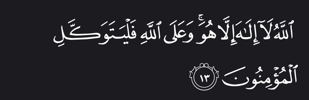 “Allah—there is no god ˹worthy of worship˺ except Him. So in Allah let the believers put their trust.” — Al Qur’aan [64:13]