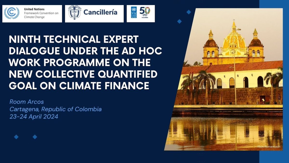 1/2.⚠️USEFUL INFO: The Ninth Technical Expert Dialogue(#TED9) of the New Collective Quantified Goal on #ClimateFinance (#NCQG) starts today, at 9:00 (GMT-5), in Cartagena, Colombia 🇨🇴.

📼Webcast for Day 1⃣: youtube.com/embed/HhNVfXTk…

📜Agenda and documents: unfccc.int/event/ninth-te…