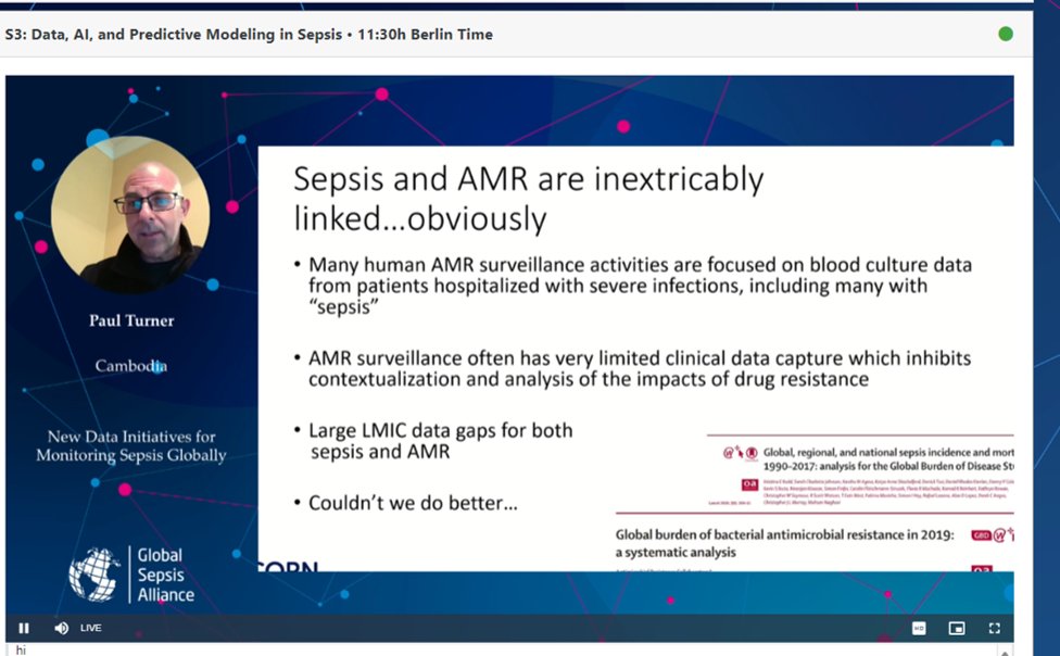 Session 3 is now live. ➡️Excellent presentation by Paul Turner #pediatric microbiologist @ACORN_AMR ➡️🚨Important to note large #LMIC data gaps for #sepsis & #AMR 🚨 ➡️#pediatric specific definitions missing from #LMIC appropriate HAI case definitions Much to do! #PedsID