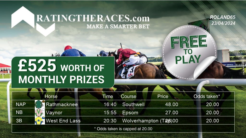 My #RTRNaps are: Rathmacknee @ 16:40 Vaynor @ 15:55 West End Lass @ 20:30 Sponsored by @RatingTheRaces - Enter for FREE here: bit.ly/NapCompFreeEnt…