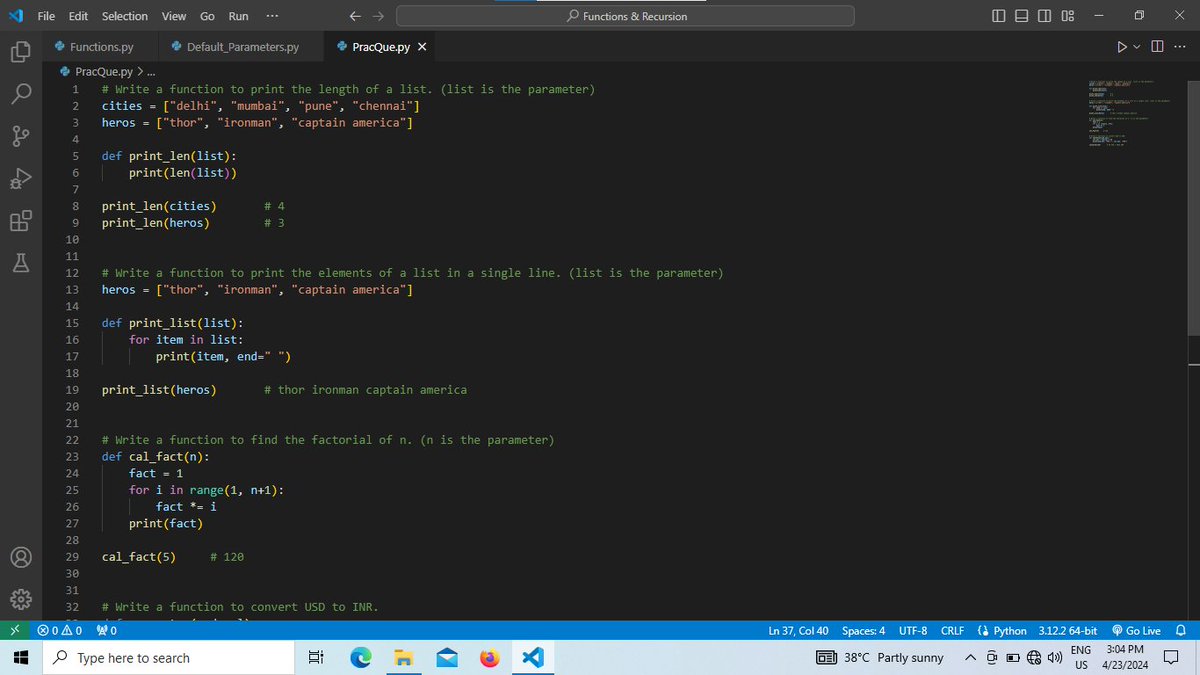 Joy__Khatri's tweet image. 🚀 On Day 11, I embraced the power of Python functions with default parameters! 🔑 Mastering flexibility and efficiency, shaping code to fit my needs like a glove! 🧤
#PythonAdventure
#FunctionWisdom
#Python 
#pythonprogramming 
#CodingJourney 
#codinglife 
#coding