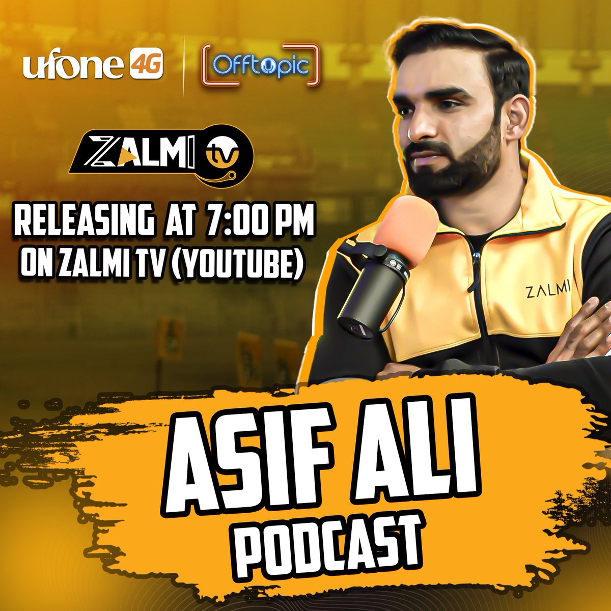 ASIF ALI will be appearing on Off Topic with Ufone 4G. 

The WAIT is over now!🚨

Tune in at 7:00pm 🕖 only on Zalmi TV‼️📺

@AasifAli45

#AsifAli #AsifAliPodcast #ZalmiPodcast #OffTopicPodcast #PAKvNZ #Ufone4G #DataBohhaaatHai #UfonexZalmi #ZalmiTV