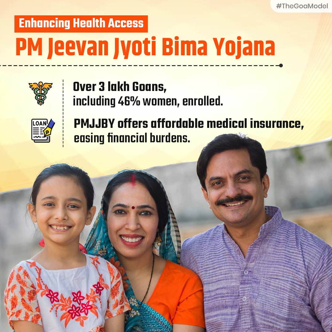 PM Jeevan Jyoti Bima Yojana is making healthcare accessible for Goans, reducing financial strain and ensuring a healthier future. #PMJJBY #HealthcareForAll #TheGoaModel
#PMJJBY #JeevanJyotiBimaYojana #FinancialAssistance  #FinancialRelief #HealthcareInitiative #PublicHealth