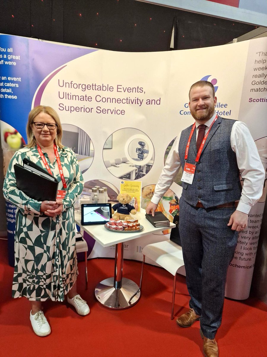 Our team are set up and ready to showcase the very best of the Golden Jubilee Conference Hotel at CHS Leeds! Come and say hello at stand 4 and find out how we can make your events extraordinary. #CHSLeeds #GoldenJubileeConferenceHotel