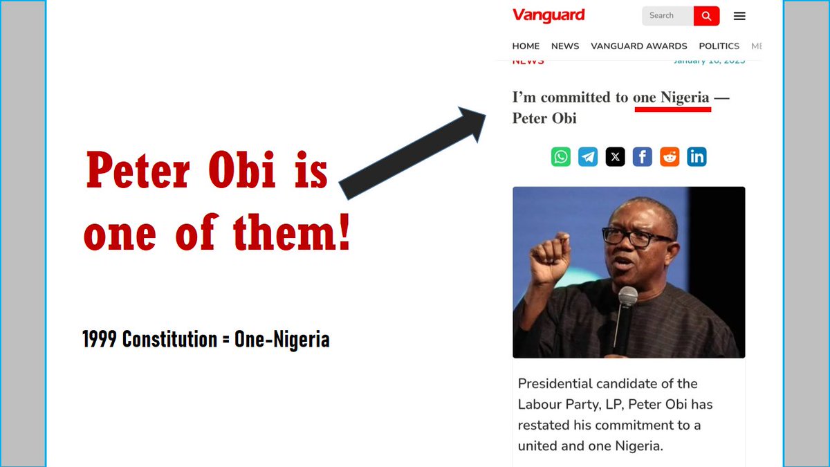 @PIDOMNIGERIA Peter Obi is an enemy of SOVEREIGNTY for #Igbo and other Ethnic Nations, and people are realising and abandoning that confessed one-#Nigeria Peter 👇
#NINASisRight #End1999Constitution #TransitionNow #RenegotiateNIGERIA