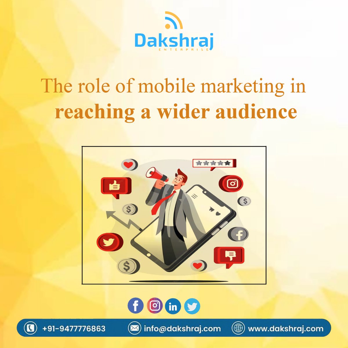 In today's world, your customers are on their phones. Connect with them through mobile marketing! 🌎📲

dakshraj.com/services/mobil…

#digitalmarketing #mobilemarketing #growyourbusiness #reachyouraudience