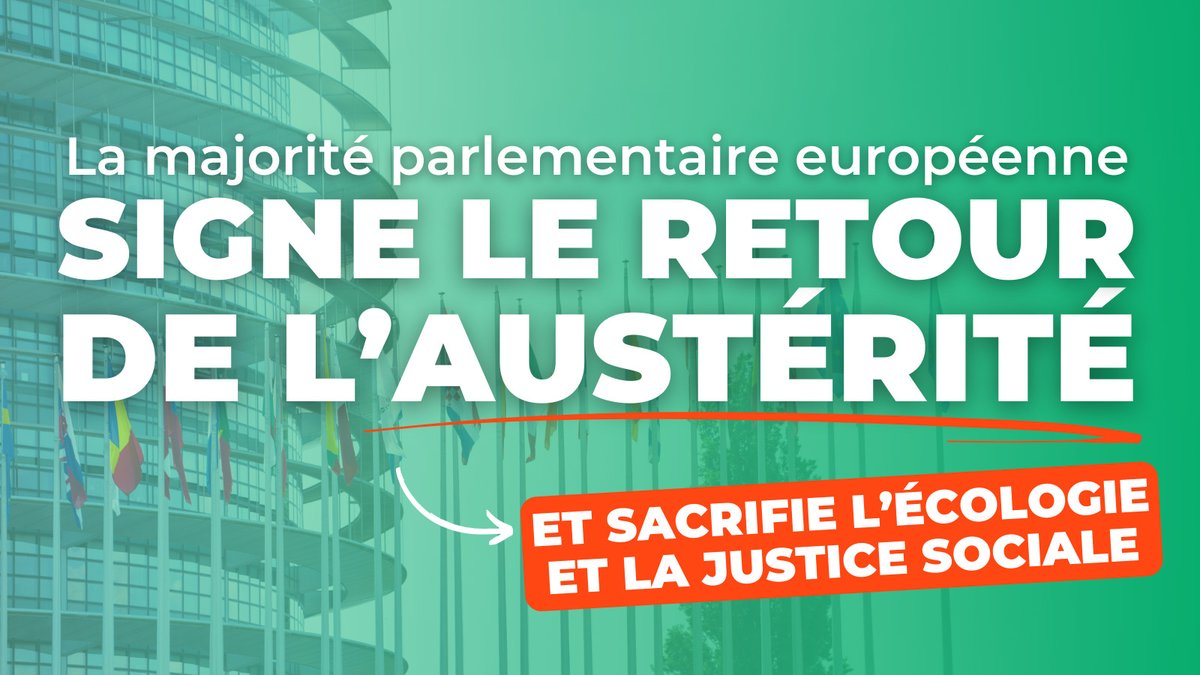 La honte. La droite, les macronistes et une partie des socialistes 🇪🇺 viennent de sonner le retour de l'austérité budgétaire ! Ils sont en train de condamner notre avenir, la transition écologique, nos services publics... Le #9juin, on doit contre-attaquer ! 👇