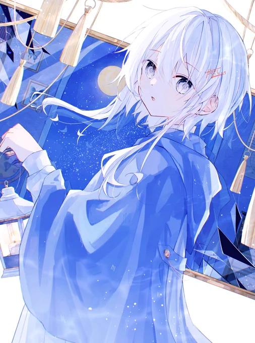 #私の作品もっと沢山の人に広がれ祭り青と白の女の子描いてます!!広がれ〜!!! 