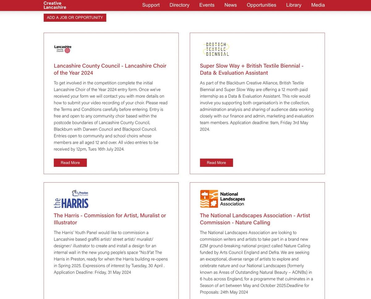 Creative Lancashire (@creativelancs) on Twitter photo OPPORTUNITIES:
Check out the latest listings on our website for @TextileBiennial <a href="/NatLandAssoc/">National Landscapes Association</a> <a href="/HarrisPreston/">The Harris</a> and <a href="/LancashireCC/">Lancashire County Council</a> plus more!
You can also add your own creative call outs, commissions and jobs there for FREE. We'll review and publish.
creativelancashire.org/jobs OPPORTUNITIES:
Check out the latest listings on our website for @TextileBiennial <a href="/NatLandAssoc/">National Landscapes Association</a> <a href="/HarrisPreston/">The Harris</a> and <a href="/LancashireCC/">Lancashire County Council</a> plus more!
You can also add your own creative call outs, commissions and jobs there for FREE. We'll review and publish.
creativelancashire.org/jobs