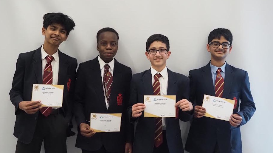 Last Friday, our students entered the UKMT Team Maths Challenge, hosted by Aston University Engineering Academy. After four gruelling rounds they emerged victorious, beating local rivals to a well deserved first place!  Bravo!