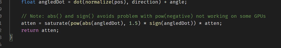 Nothke's tweet image. Fixed an issue where turning headlights on would cause everything behind the car to be brightly lit on *SOME* GPUs, like my Intel integrated. Turns out pow(negative_x, e) would end up being positive. Why..?Just some things you need to be aware of.. #gamedev #opengl
