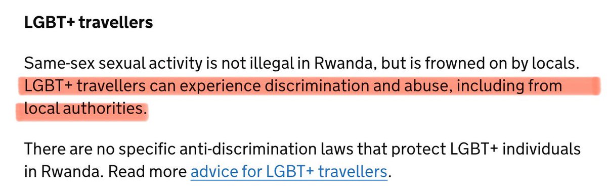 The Foreign Office's current travel advice on visiting the supposedly 'safe' country of Rwanda warns LGBT+ people that they may experience 'discrimination and abuse, including from local authorities' bylinetimes.com/2024/04/23/ris…