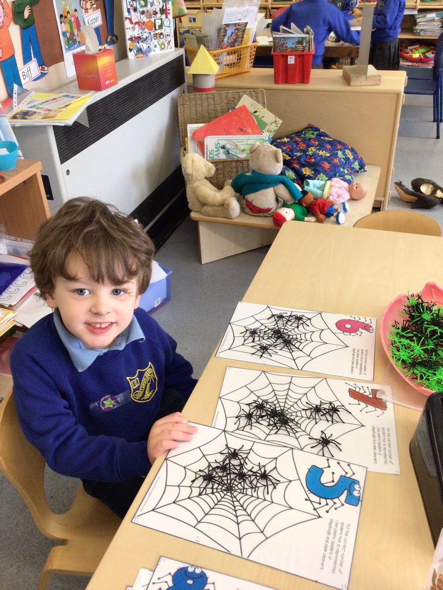 We are learning about spiders this week.  We counted the spiders onto the webs.
