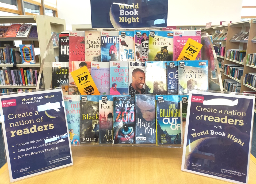 Tonight is #WorldBookNight!

Between 7-8pm tonight is #ReadingHour, and we want YOU to read a book for that hour. If you're struggling for inspiration, why not head to your local library - we've got a selection of #QuickReads specially chosen for World Book Night!