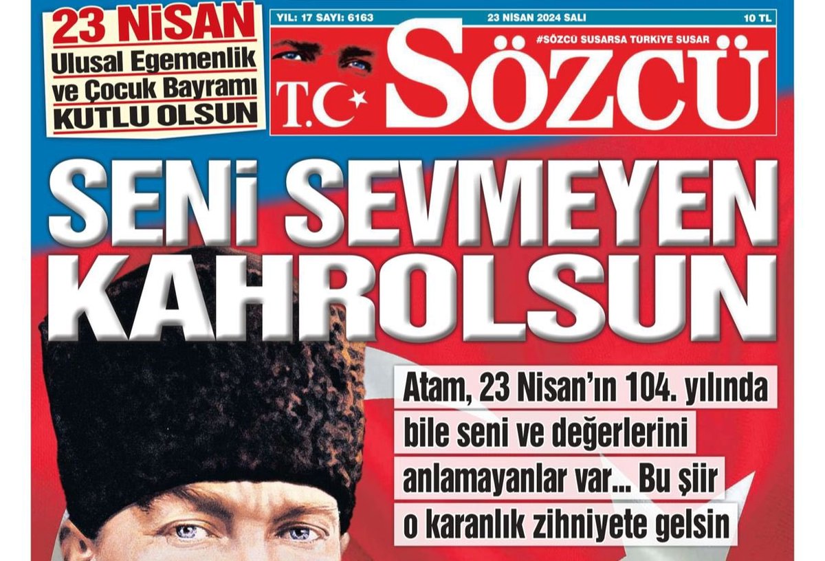 Sözcü paçavrasın da 23 Nisan nedeniyle Editör koltuğuna 3 yaşında birini oturtmuşlar. Ya da Şaban Sevinç'i 😂

Bu ger*zekalıca manşetin başka açıklaması olamaz.