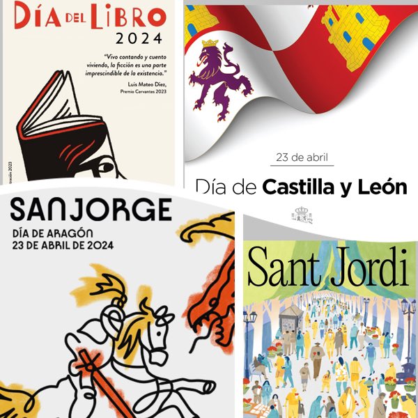 Feliz día de Castilla y León y de Aragón, feliz San Jordi y, por supuesto, feliz Día del Libro. #DiaDeCastillayLeon #DiaDeAragon #SanJordi #DiaDelLibro #23DeAbril