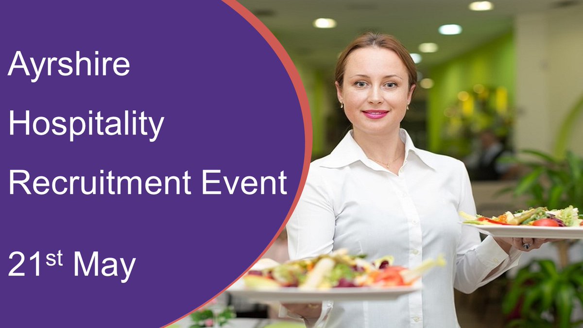 Inviting #Employers in the #Hospitality sector to join our #RecruitmentEvent in @AyrshireColl and meet candidates for informal interviews 21st May 10.00am-1.00pm Dam Park Building Ayr KA8 0EU Contact us: ayrshire.employerenquiries@dwp.gov.uk #HospitalityJobs #AyrshireJobs