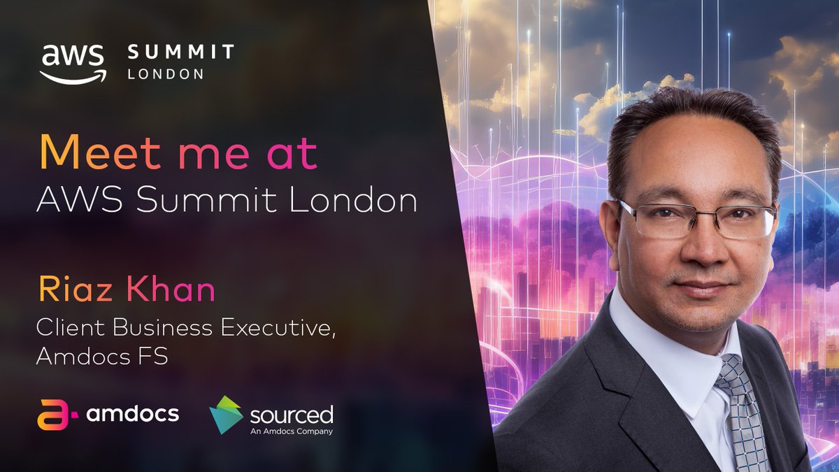 riazAkhan's tweet photo. 🚀 Excited for the AWS Summit in London! 🇬🇧

Join me as we dive into the synergy of Amdocs, Sourced Group &amp; AWS for the financial sector. Let's discuss:

✅ Cloud adoption strategies 
✅ Managed services in the Cloud
✅ innovative cloud-native app development
✅ AI &amp; ML

#AWS https://t.co/JoXdj4ng7p