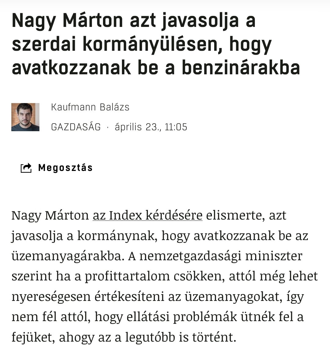 'nem fél attól, hogy ellátási problémák ütnék fel a fejüket' #NagyMárton

Mert?! Valami Napkitörés vagy gammasugárzás miatt megváltoztak a piacgazdaság legalapvetőbb tulajdonságai a Földön?! 🙃 Ez egy inkompetens fasz... 🤦‍♂️ #Fidesz #posztkommunista #pokol