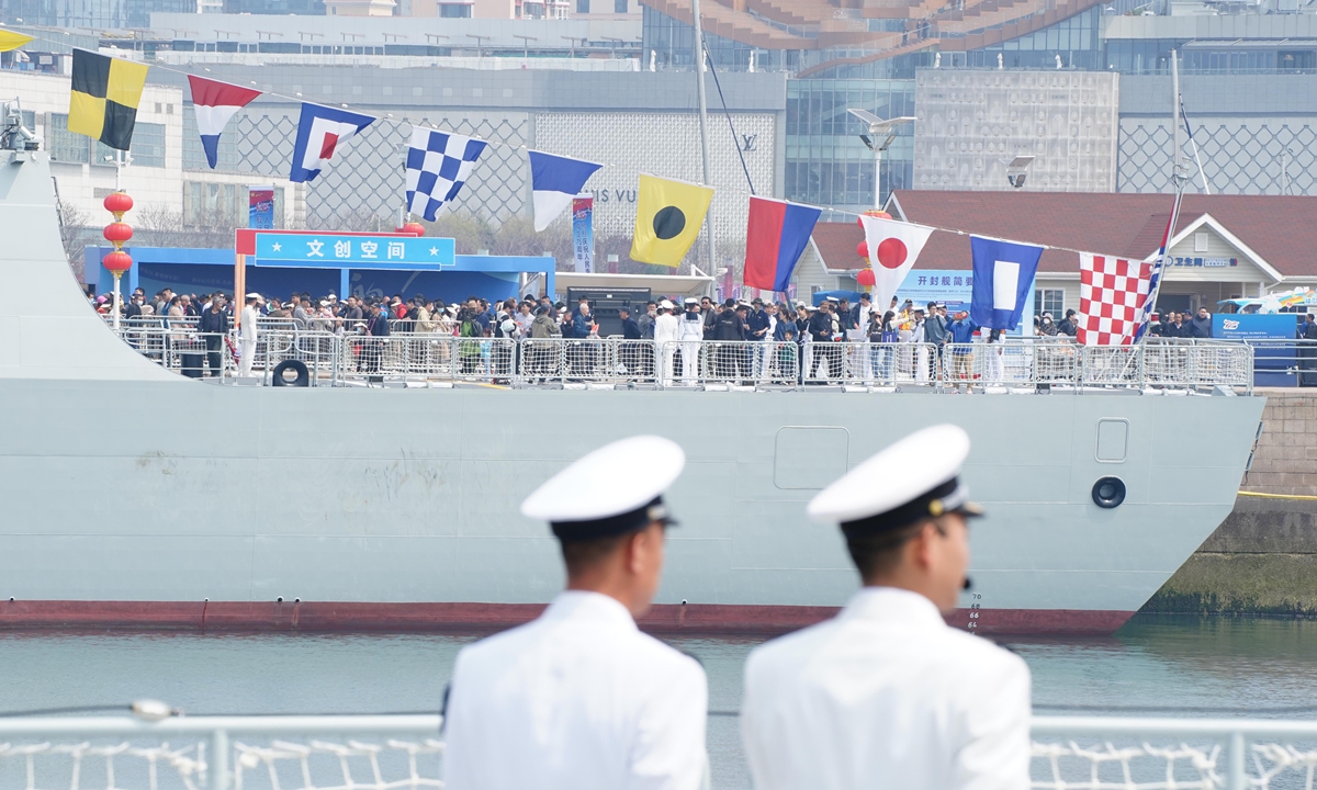 The Chinese People's Liberation Army (#PLA) Navy holds open day events in multiple coastal cities across # around Tuesday to mark the 75th anniversary of its founding, with numerous people getting onboard advanced warships to enjoy the moment of pride and patriotism with naval