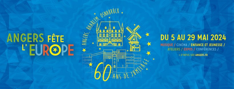 Du 5 au 29 mai, les cultures européennes sont à l'honneur à l'occasion d'#Angers Fête l'Europe. L'événement s'organise autour de deux thèmes majeurs: le 60e anniversaire du jumelage tripartite Angers-Osnabrück-Haarlem et les élections européennes. angers.fr/actualites-sor…