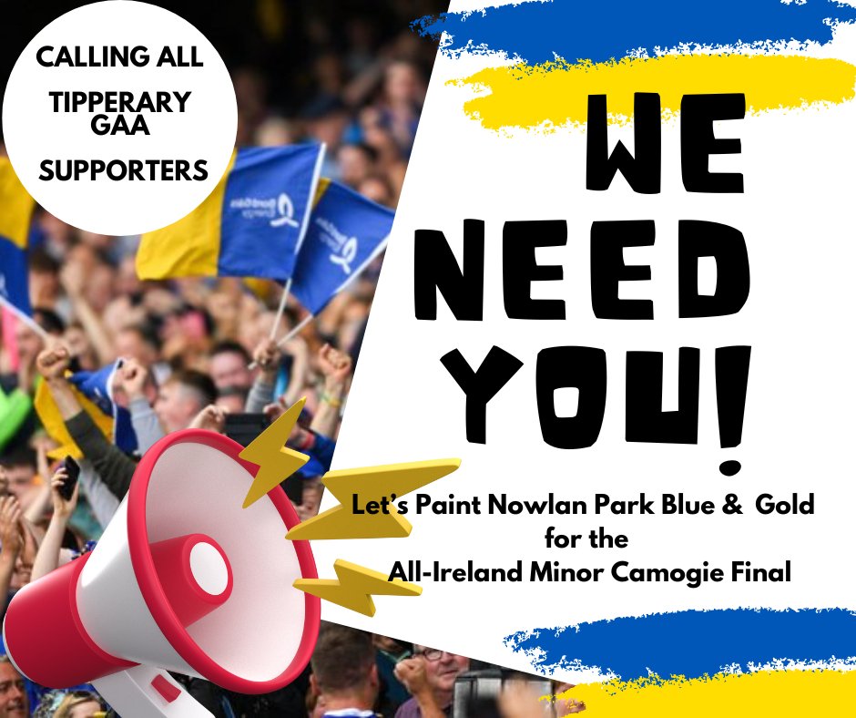 📢Let's all get behind our Minor Camogie team and bring a massive Tipperary Support to Nowlan Park this Saturday for the @ElectricIreland All-Ireland Minor A Camogie Final. Tickets on sale now universe.com/users/camogie-… #ThisisMajor #OurGameOurPassion @TipperaryGAA @MidTipp