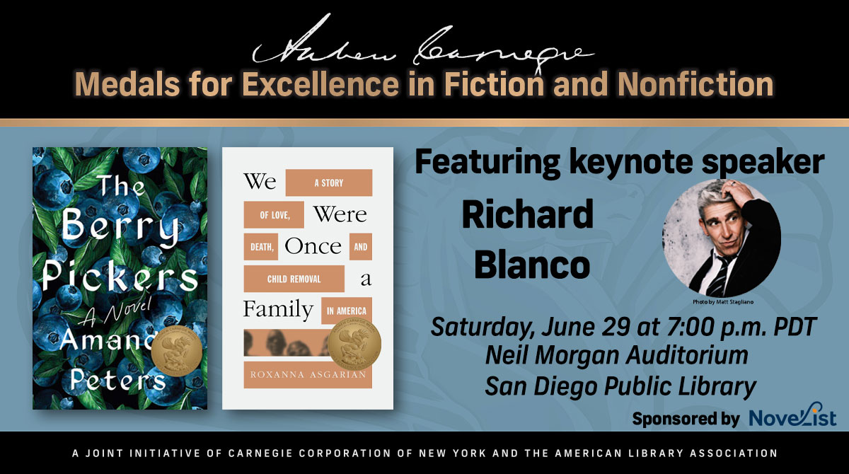 We are thrilled to announce that this year's #ALA_Carnegie keynote speaker will be poet @rblancopoet! Join us during #ALAAC24 on Saturday, June 29 at 7 p.m. PDT to hear from @rblancopoet, our winning authors, and for a light reception and book signing. Tickets available soon!🏅📚