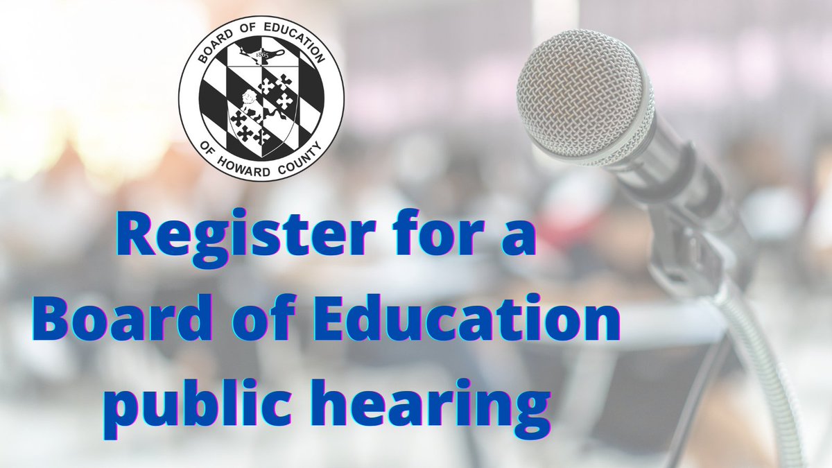 The Board of Education will host a hybrid public hearing on May 2 at 7 p.m. on the FY25 Operating & Capital Budgets & FY26-30 Capital Improvement Program. Register online by 4:30 on May 1 to testify. hcpss.org/board/meeting-…