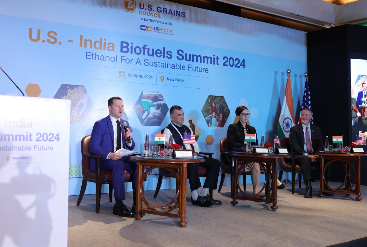 The #AgTradeMission in India is well underway! Over 120 people are attending the first-ever U.S.-India Biofuels Summit. In a panel moderated by USGC's President and CEO Ryan LeGrand, U.S. Ambassador Eric Garcetti addressed the packed room before Under Secretary Alexis Taylor,