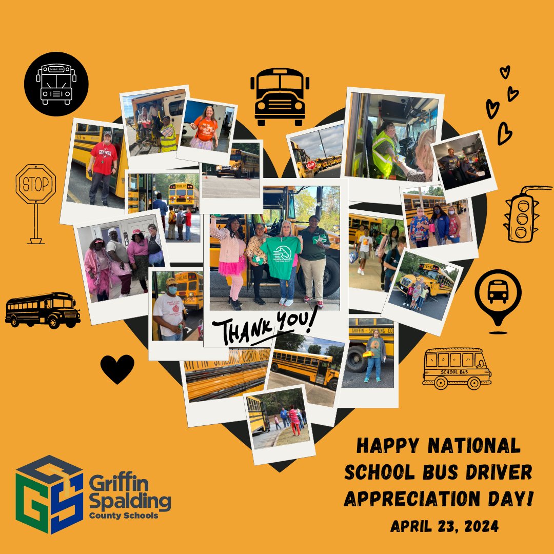 Today is #NationalSchoolBusDriverAppreciationDay! @GriffinSpalding bus drivers play a crucial role in ensuring the safe transportation of our students to & from school, athletic activities, field trips, etc. Please say thank you & share your appreciation for all they do!