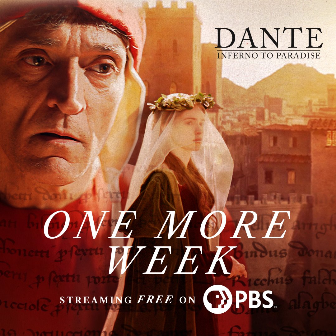 You have one more week to watch DANTE streaming free on @PBS before it moves to Passport where it can be viewed by paid subscribers.   And don't forget you can also catch it on Amazon, AppleTV (iTunes) or pre-order the DVD here: shop.pbs.org/WF4942DV.html