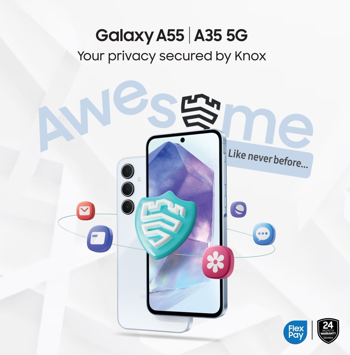 Get the new #GalaxyA3 #GalaxyA55 5G and get the protection of the Samsung Knox Vault.

Knox Vault is an EAL5+ certified, tamper-resistant environment that holds the data that matters most to you.

What else do you know about Knox Vault?

#AwesomeLikeNeverBefore
#SamsungNigeria