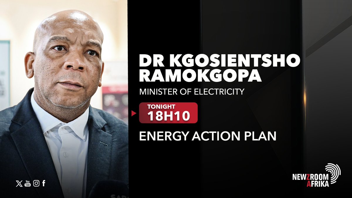 [COMING UP] Electricity Minister Dr Kgosientsho Ramokgopa will be in conversation with @XoliMngambi on #NewsAtPrime at 18h10. Tune into #Newzroom405 for more details.