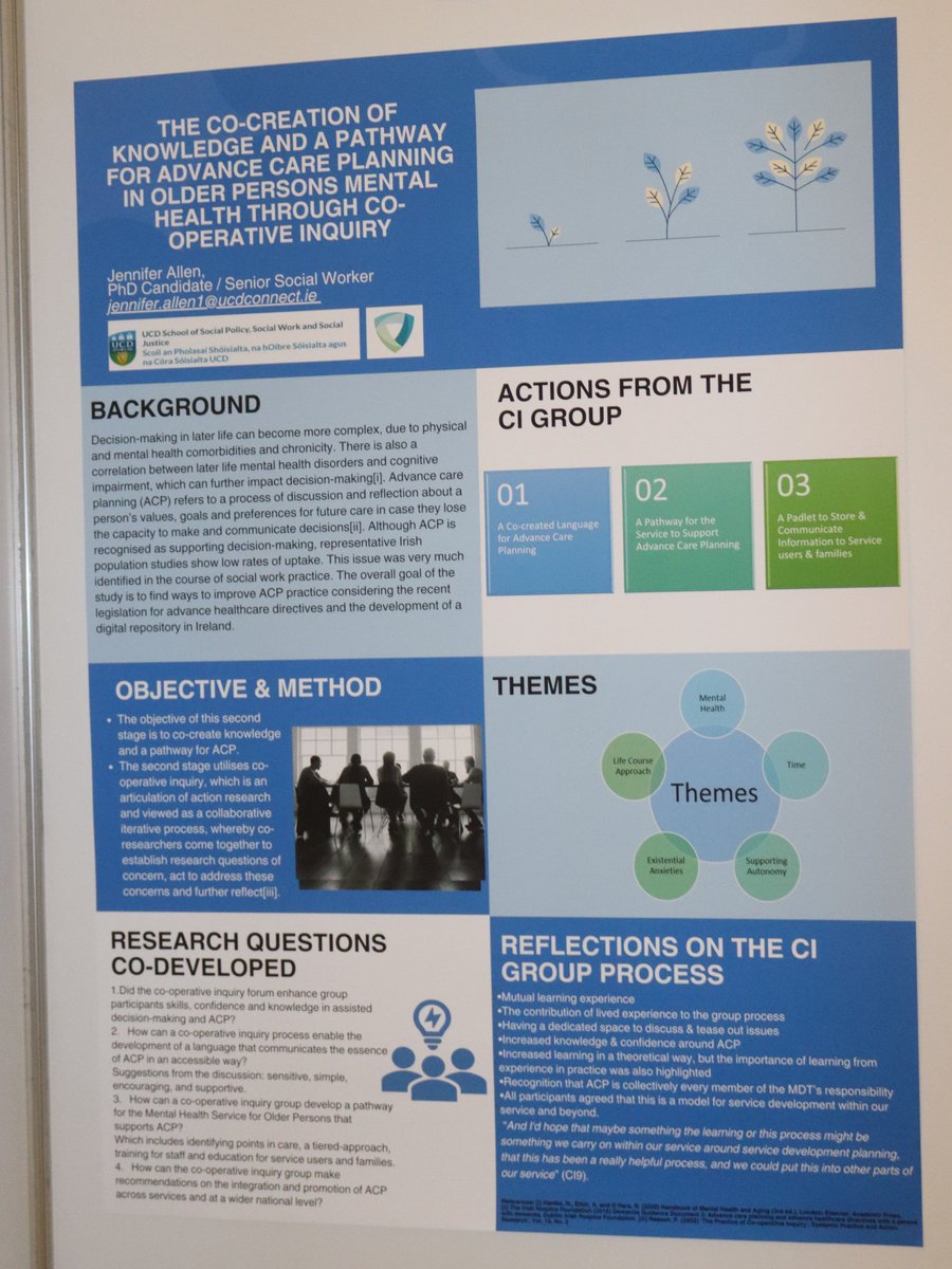 #PostersFromVilnius #SocialWorkresearch The co-creation of knowledge and a pathway for advance care planning in older persons mental health through co-operative inquiry. Jennifer Allen #ECSWR24