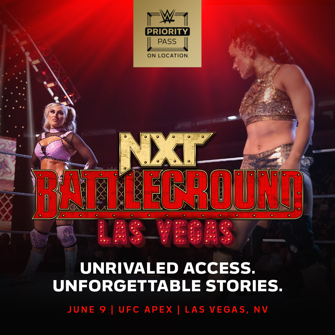 #NXTBattleground is headed to Vegas for WWE’s first-ever event at the UFC Apex and the best way to experience every exhilarating moment is with an official WWE Priority Pass package powered by @onlocationexp! Place your deposit and secure your package! ms.spr.ly/6018YHySe