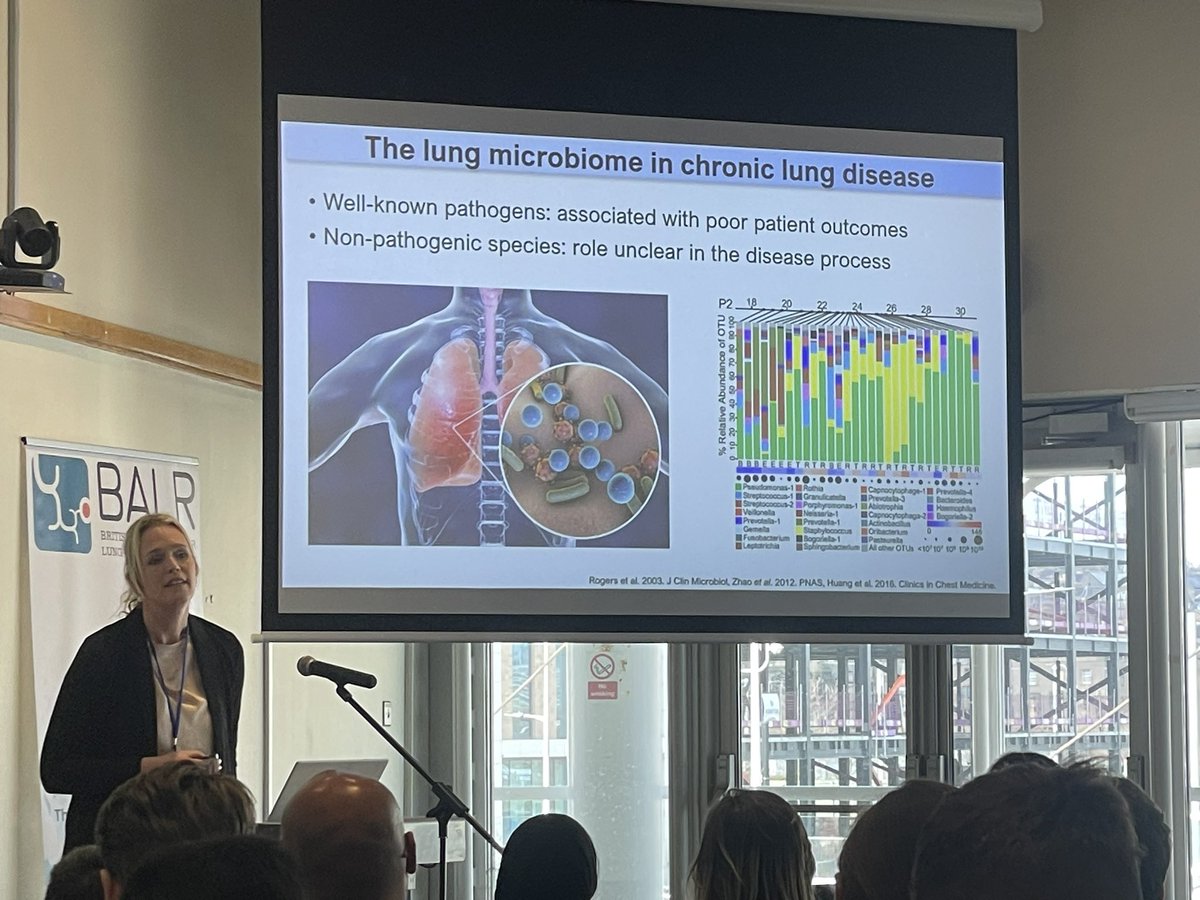 Keynote lecture on the role of beneficial microbes in the lung microbiome from Aurelie Crabbe doing some brilliant work defining the “good bacteria” and how they influence disease 
Could we treat lung diseases with airway probiotics?
#BALR2024