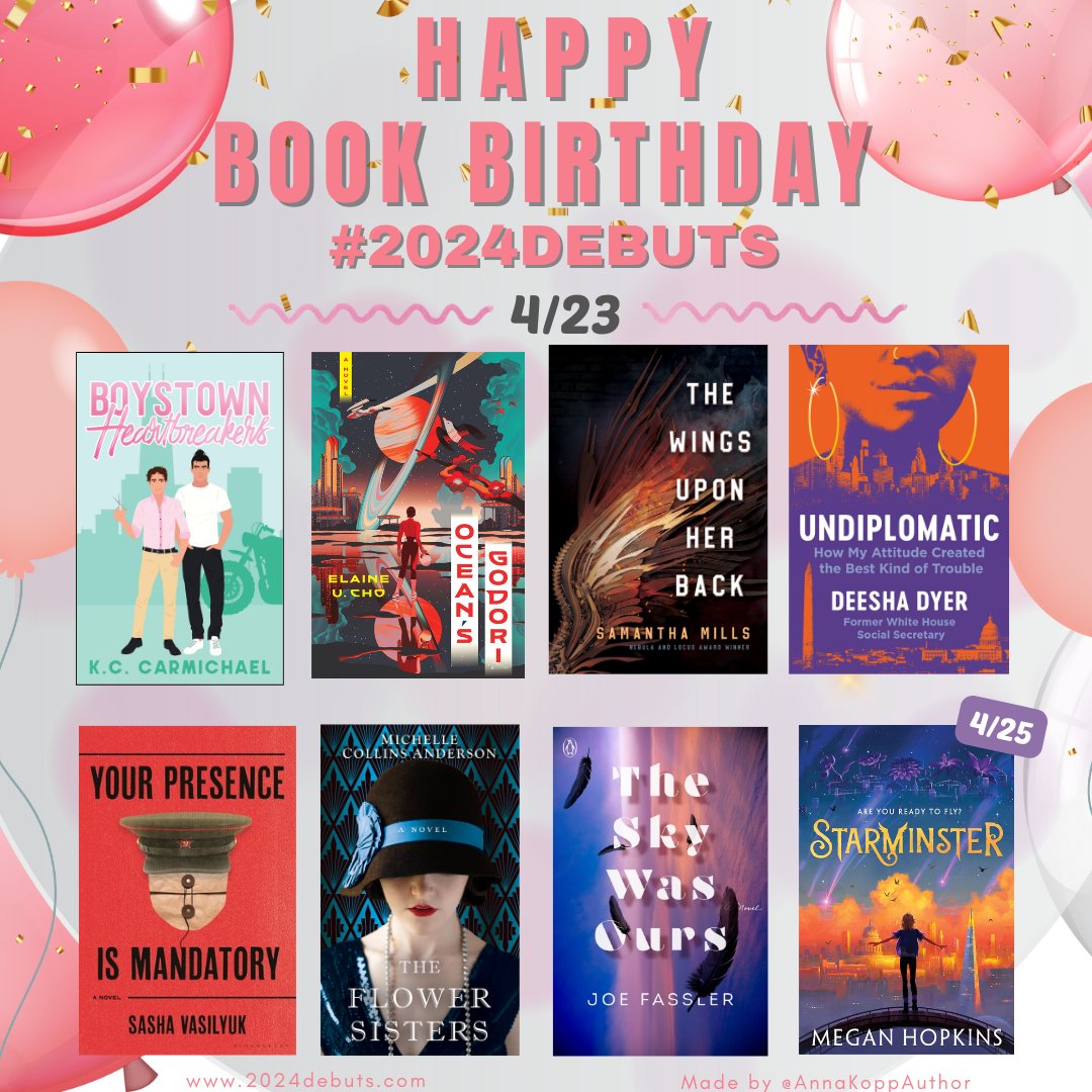 Happy Book Birthday to this week's #2024Debuts! @KC_Carmichael @elaineucho @samtasticbooks @DeeshaDyer @sashavasilyuk @shewrites2 @joefassler @meganrkhopkins