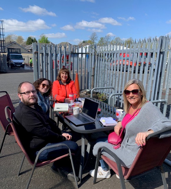 The first outside meeting of the year!😎☀️ Talking comms✅