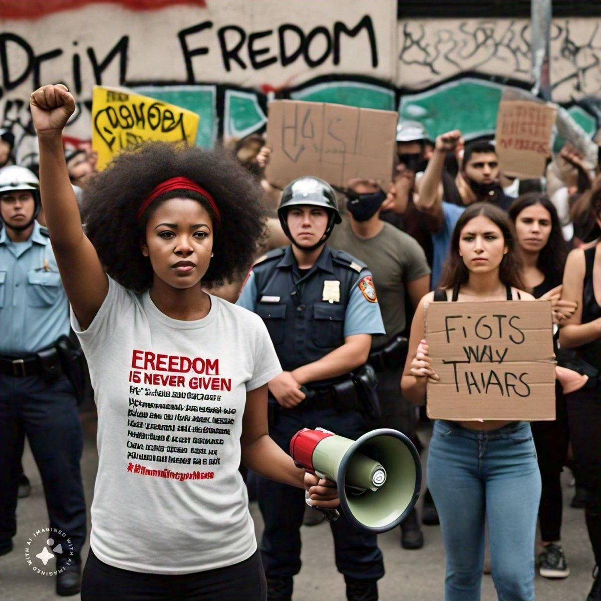 Biaframan21's tweet photo. "Freedom is never given, it's taken! We must fight for our freedom and the freedom of others. Let's rise up and demand justice and equality for all! #FreedomFighting #FightForFreedom #SocialJustice #EqualityForAll #HumanRightsMatter" https://t.co/h5pC5RJG6O