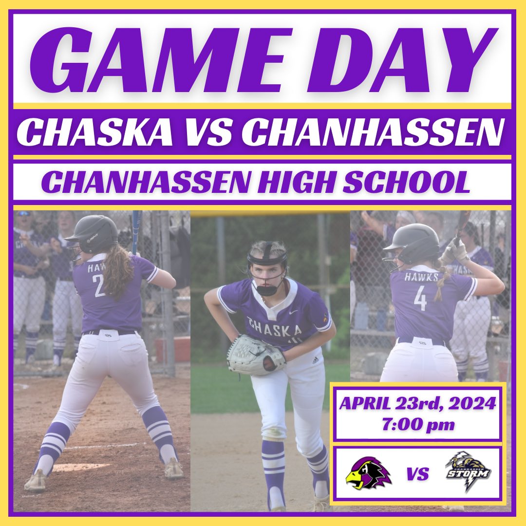 SoftballChaska's tweet photo. BORDER BATTLE!!! We play Chanhassen at 7 and need everyone there to support!! #lilhawk #gotime
Game Day Info:
๐ Chanhassen
๐ Chanhassen High School
โฐ 7:00pm
๐ Game Changer (Chaska Hawks Varsity)
๐บ Game Changer https://t.co/XN3N88M96g